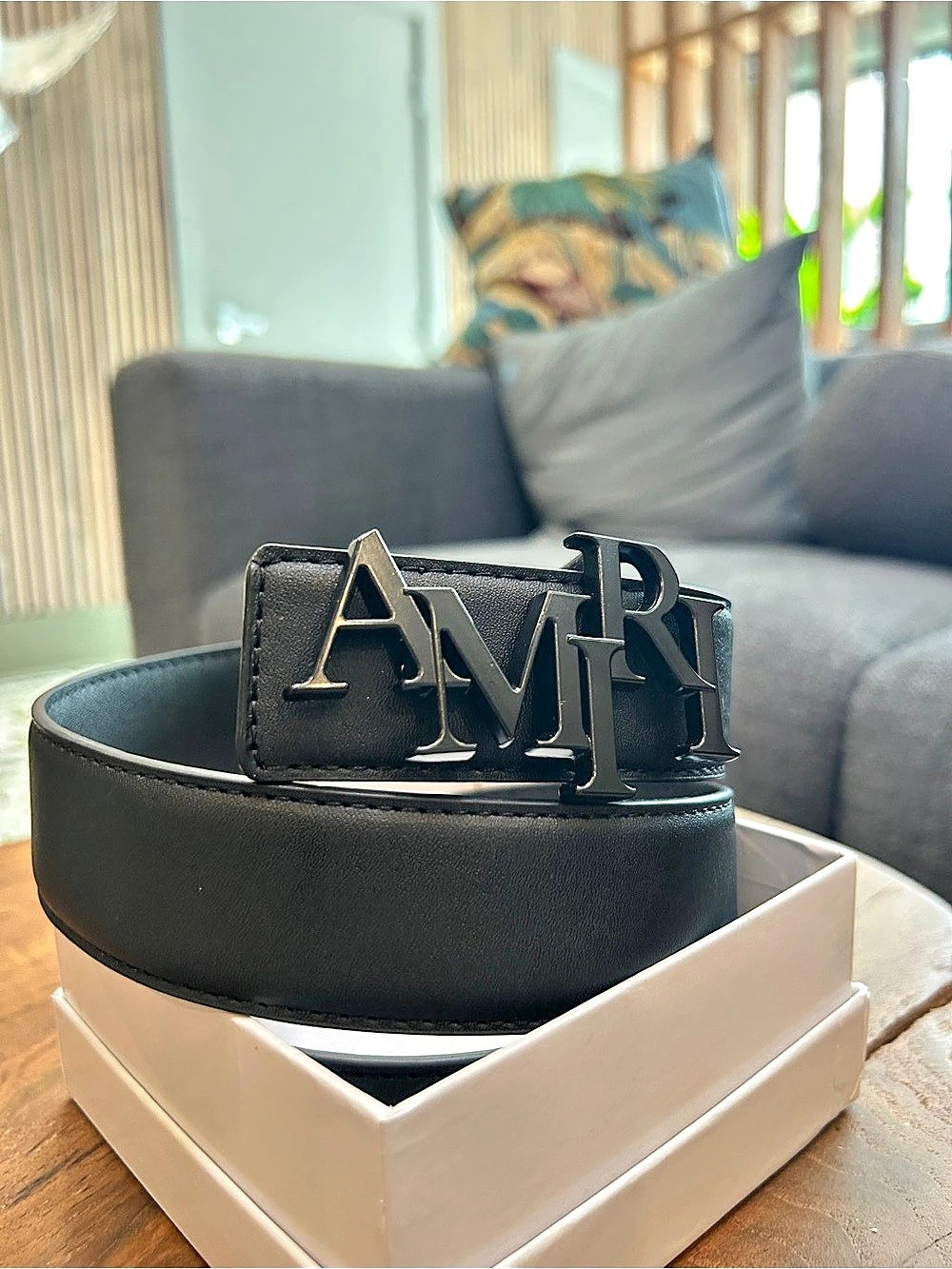 Amiri Logo lettering Buckle Black Belt Like New 30-32
